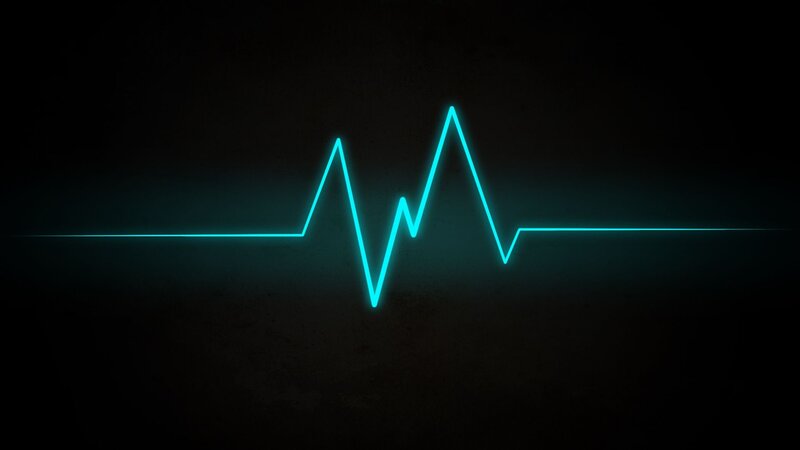 Glowing Heart Rate Line — Teal, Dramatic