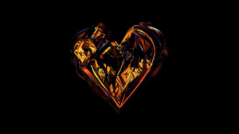 Glowing Heart Sculpture — Black, Dramatic, 3d Render