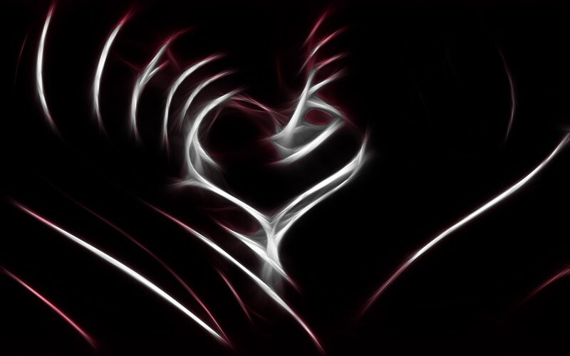 Glowing Heart Shape — Black, Dramatic, Abstract, Light Trails, Dark Background