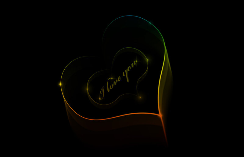 Glowing Heart Shape — Black, Romantic