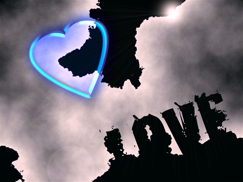 Glowing Heart Shape — Blue, Dramatic