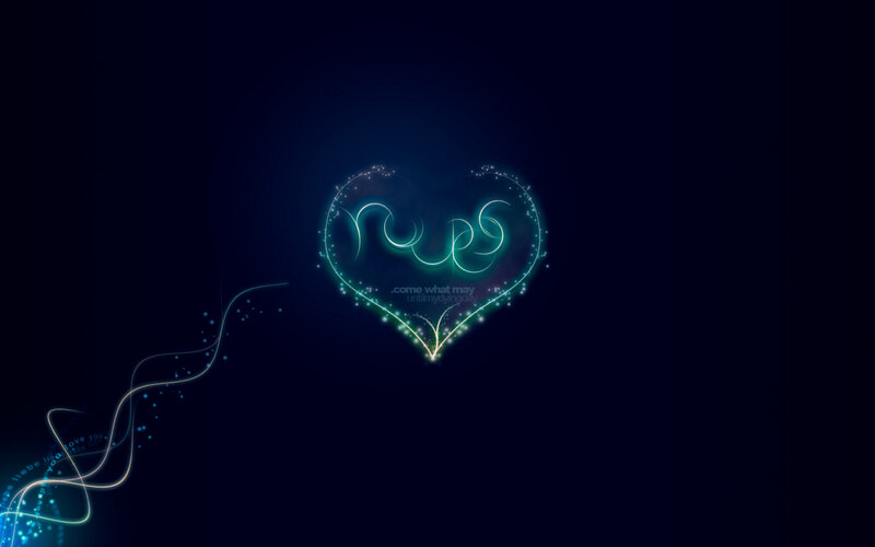 Glowing Heart Shape — Blue, Serene