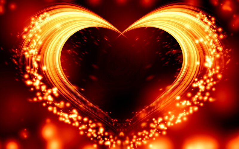 Glowing Heart Shape — Red, Dramatic, Digital Art, Light Trails