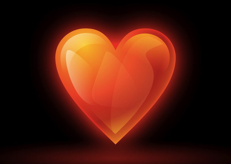 Glowing Heart Shape — Red, Dramatic, Digital Art