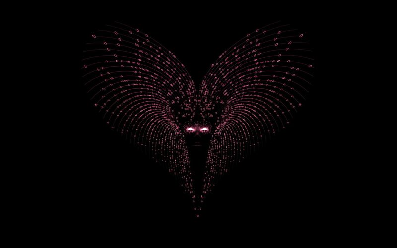 glowing heart-shaped figure