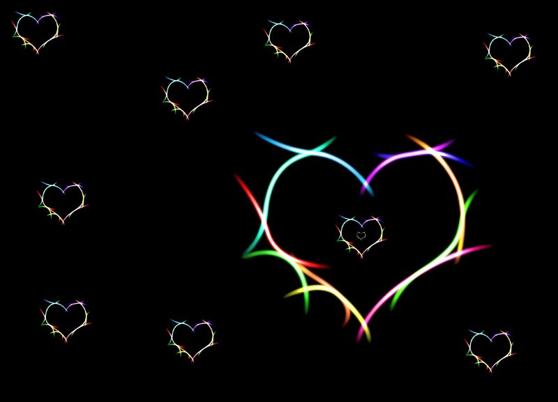 Glowing Heart Shapes — Black