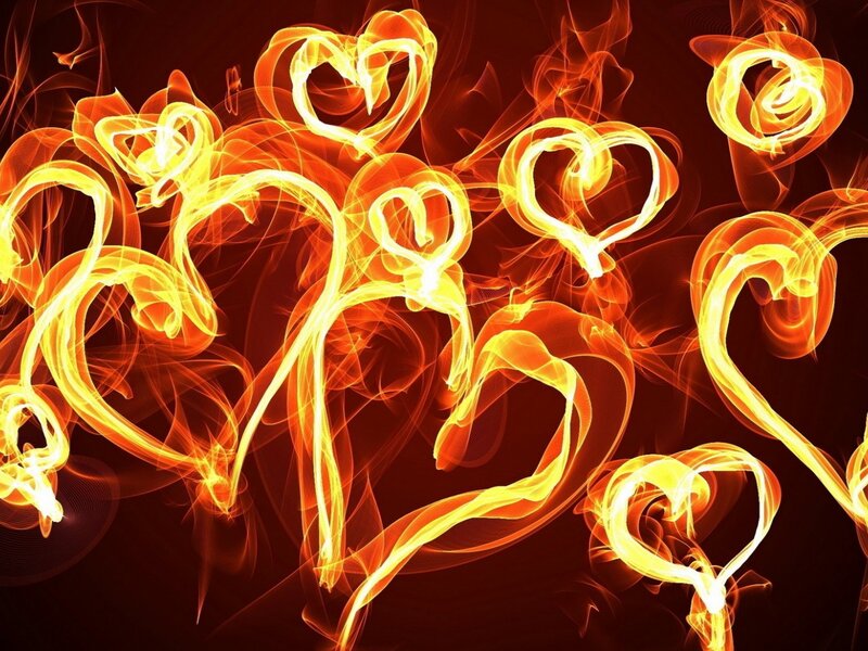 Glowing Heart Shapes — Red, Fiery