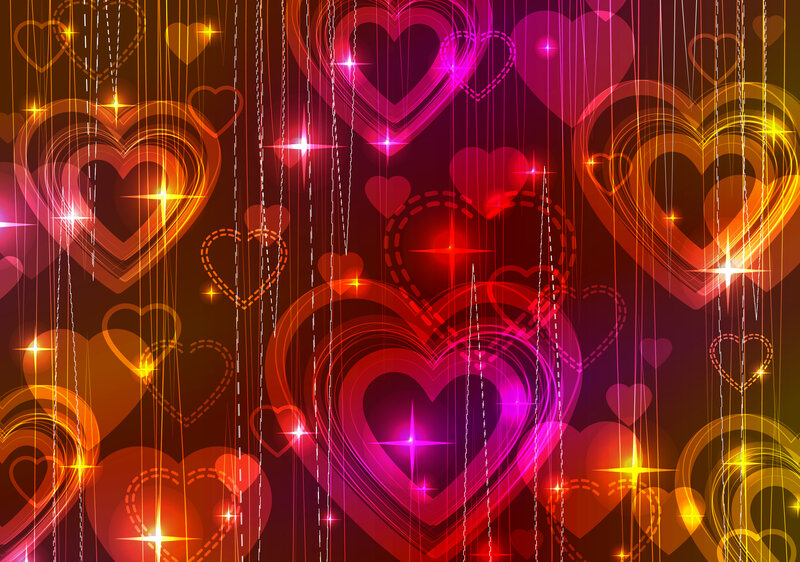 Glowing Heart Shapes — Red
