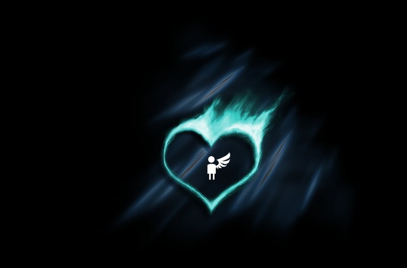 glowing heart with angel figure