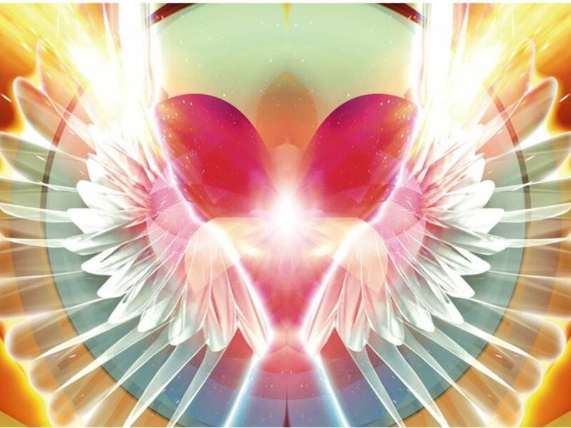 glowing heart with angel wings