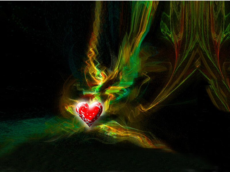 glowing heart with energy waves
