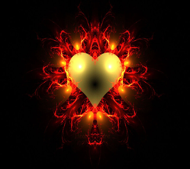 Glowing Heart with Fire