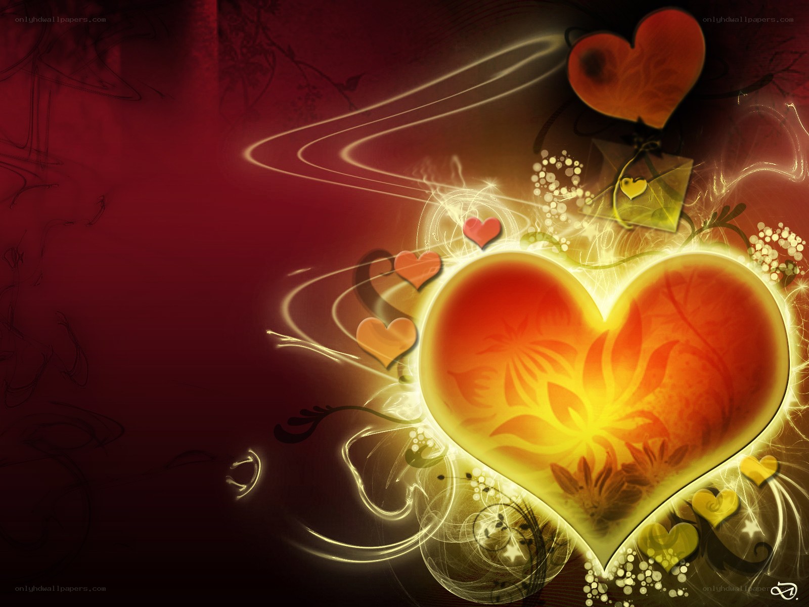glowing heart with floral design