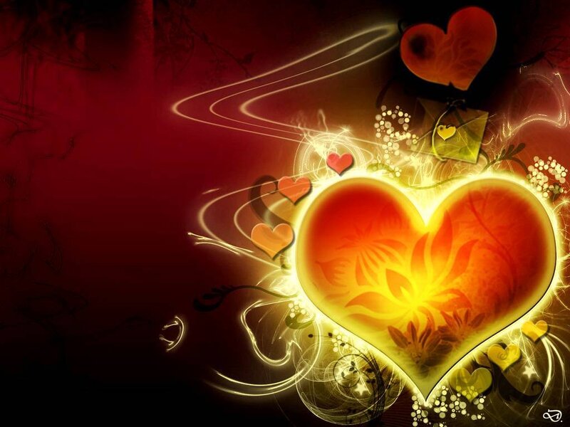 glowing heart with floral design