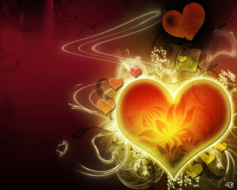 glowing heart with floral design