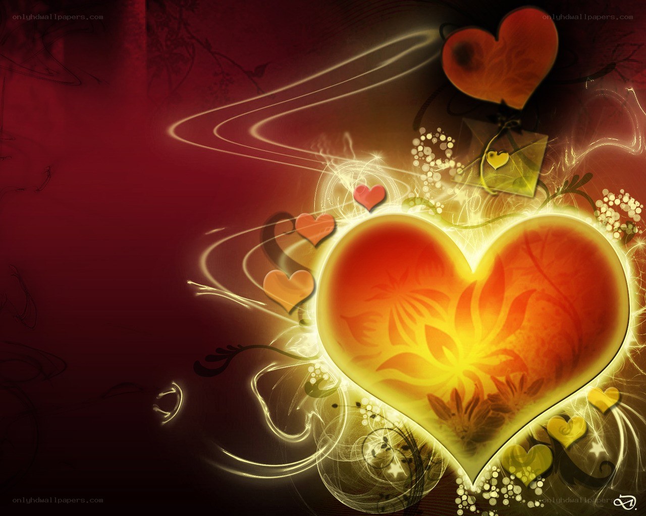 glowing heart with floral design