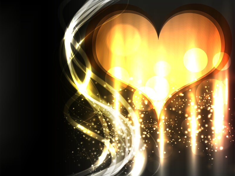 glowing heart with light trails