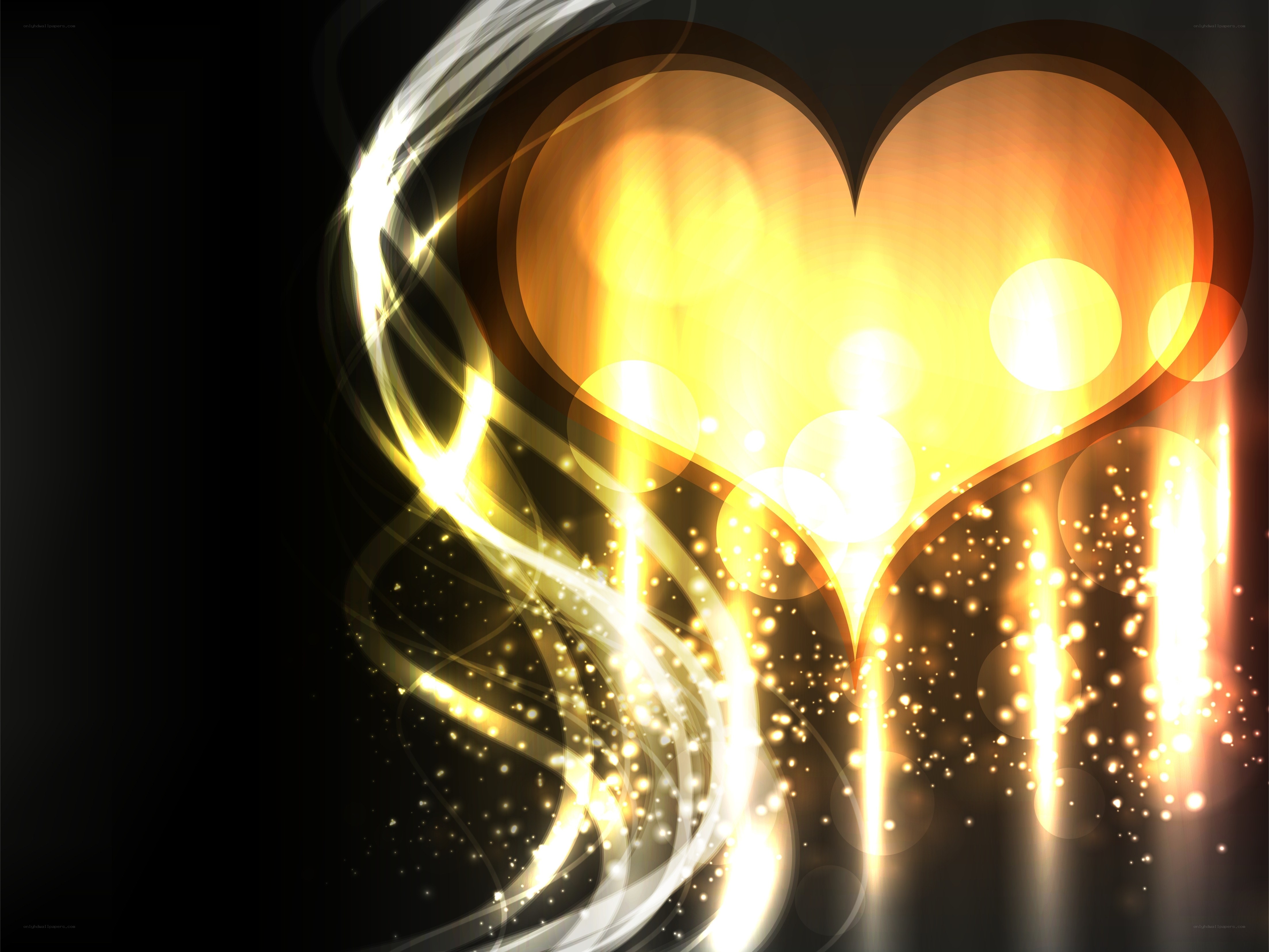 glowing heart with light trails
