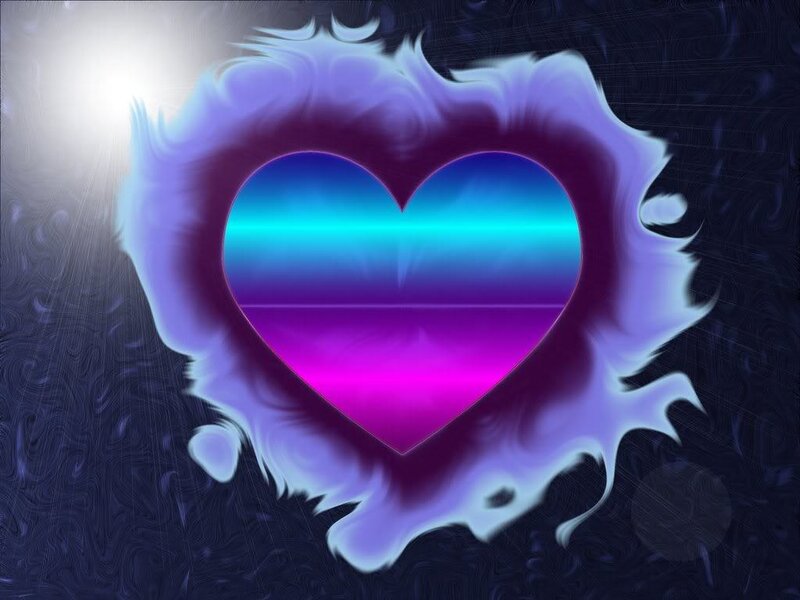 glowing heart with purple aura