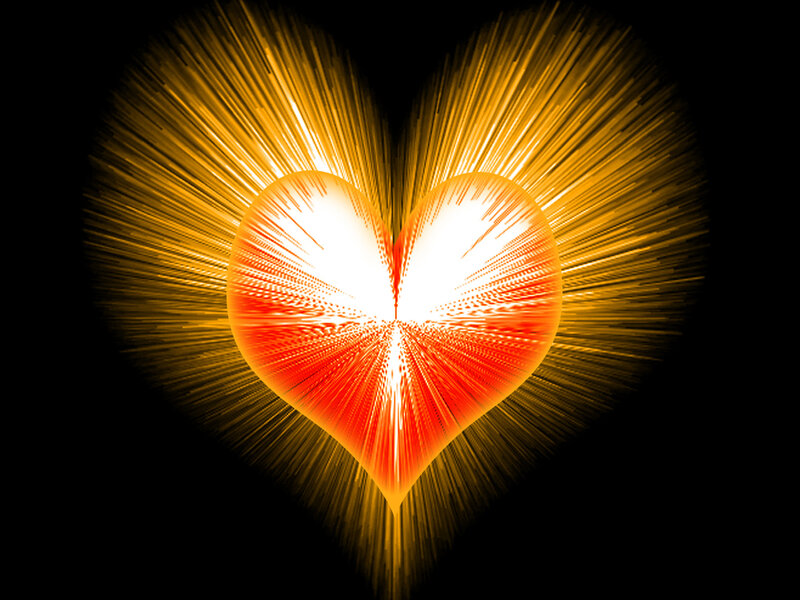 glowing heart with radiant light
