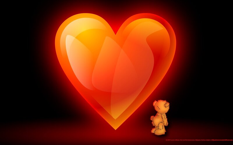 glowing heart with teddy bear