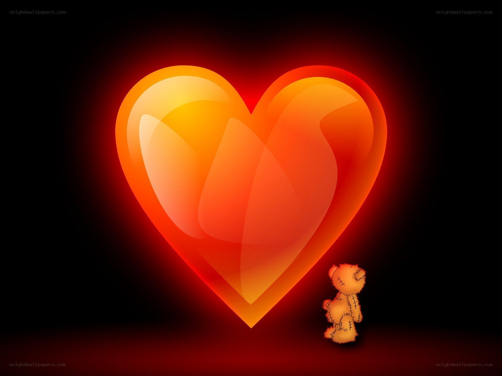 glowing heart with teddy bear
