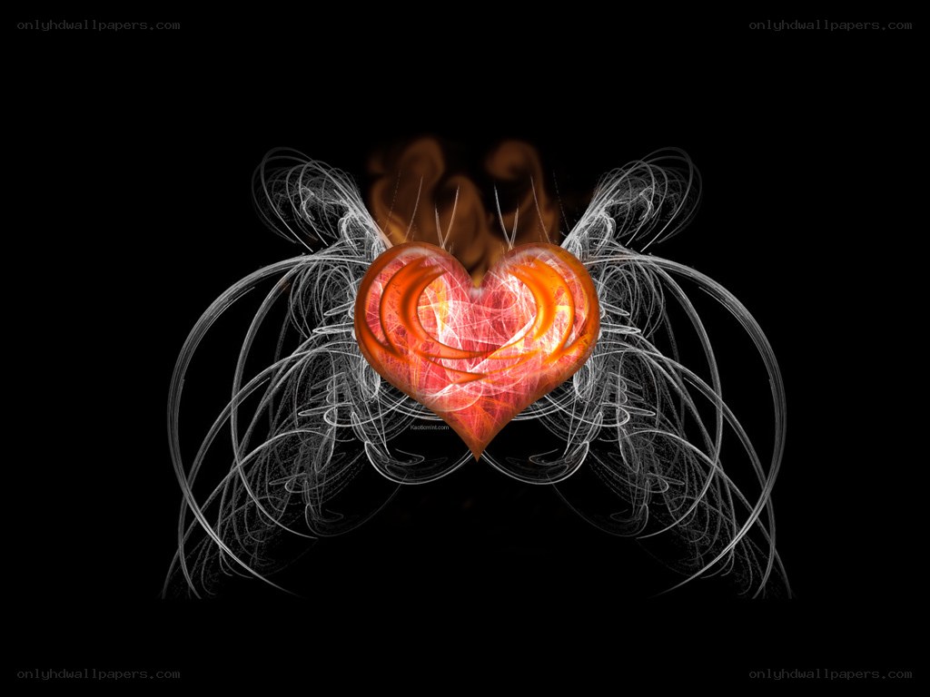 glowing heart with wings