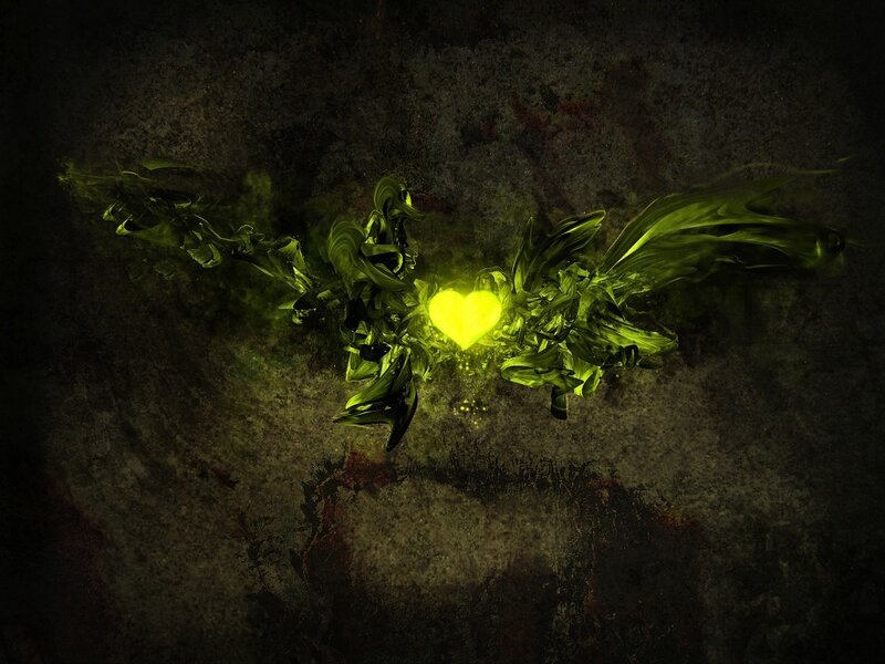 Glowing Heart with Wings — Green