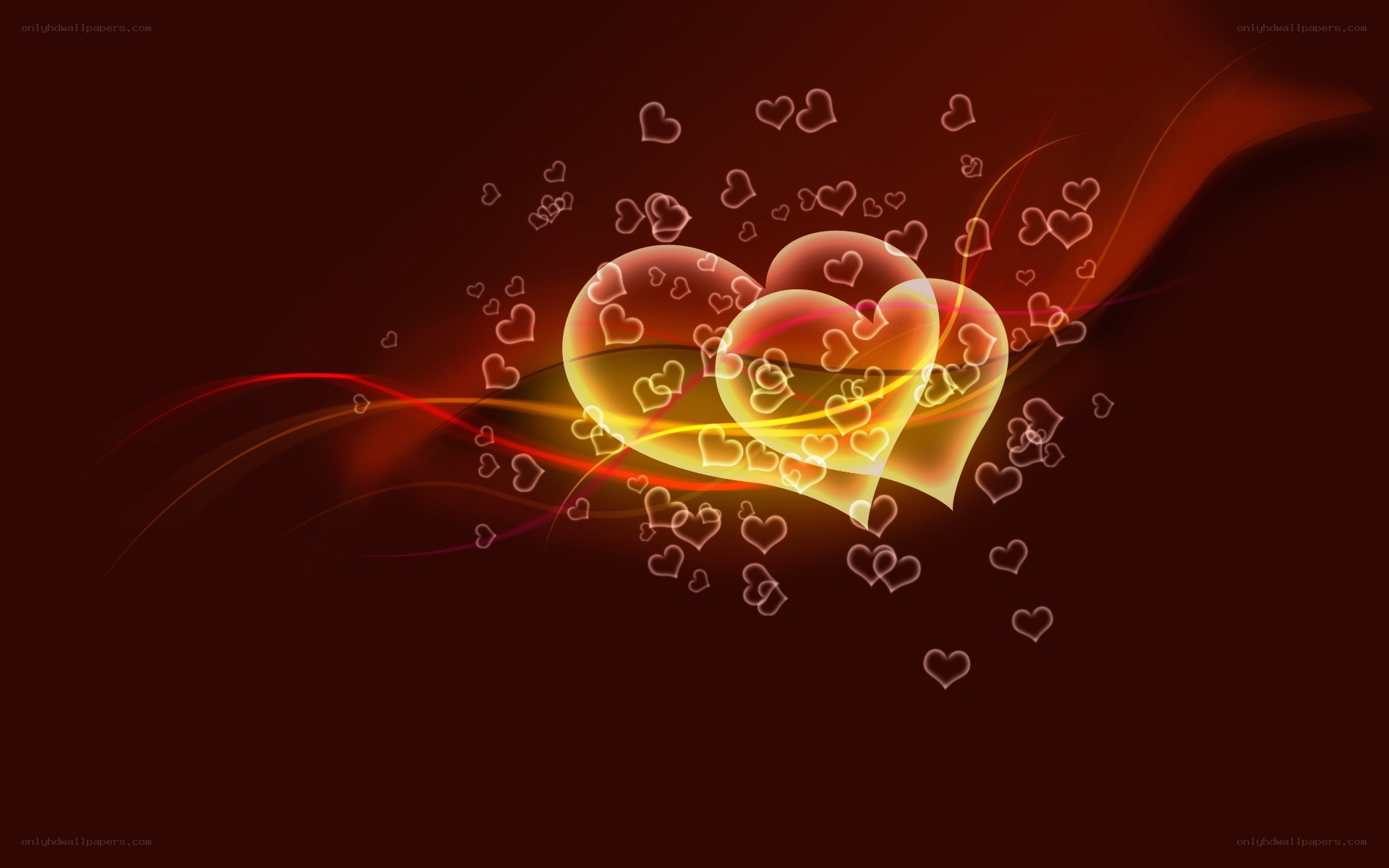 glowing hearts abstract art