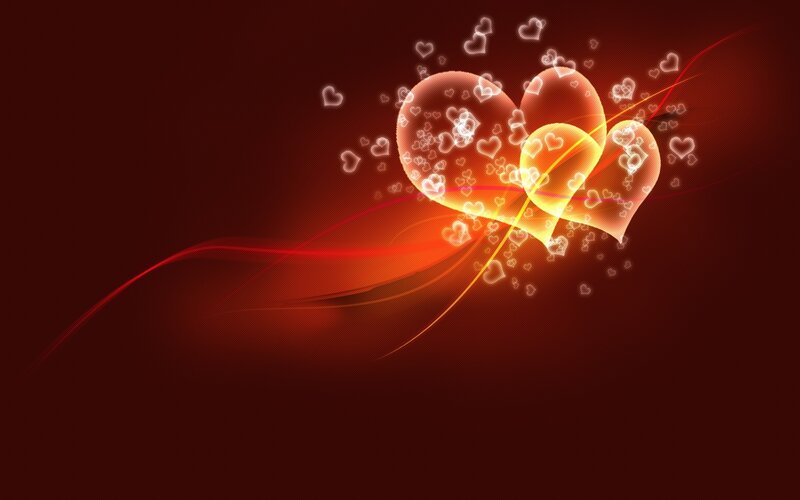 glowing hearts abstract background