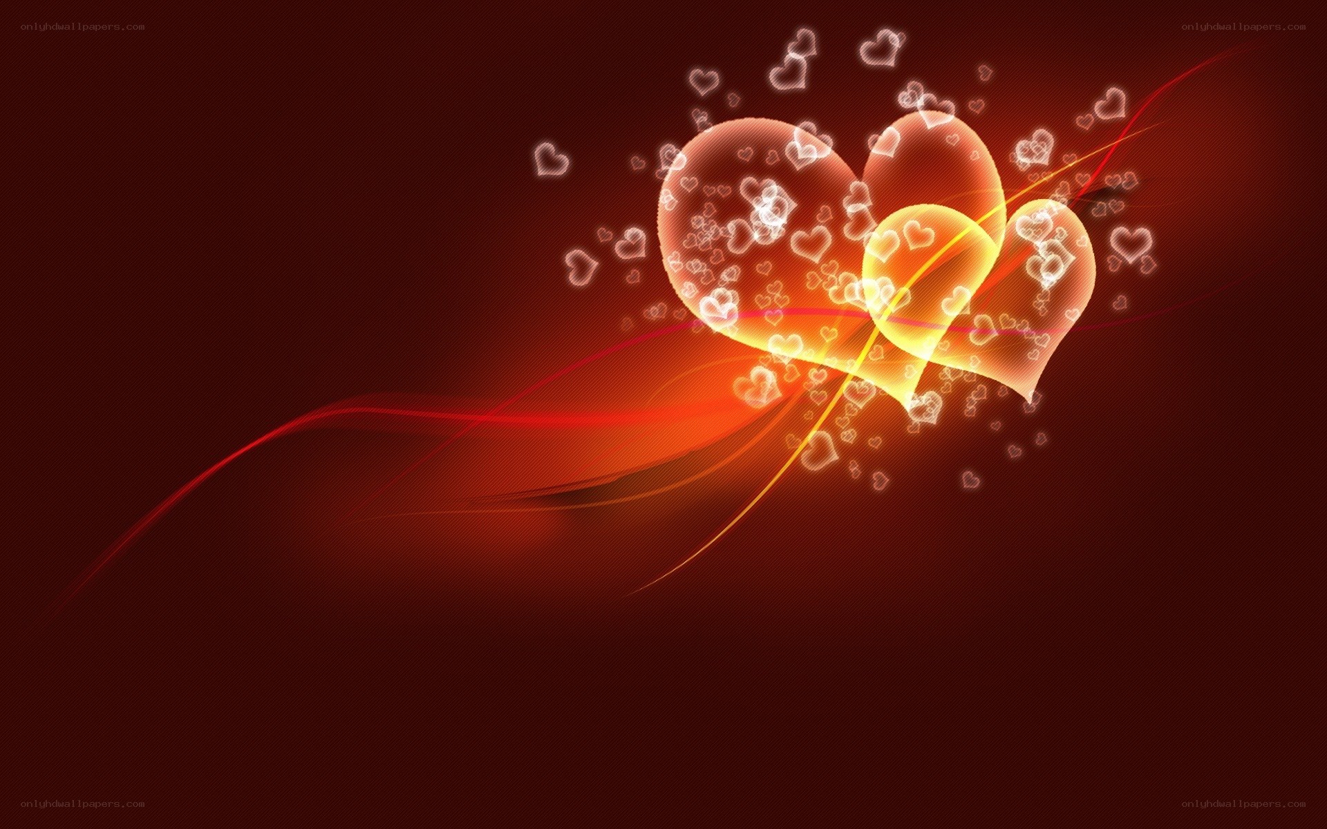glowing hearts abstract background