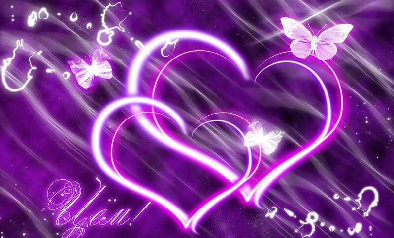 Glowing Hearts and Butterflies — Purple