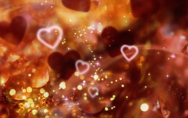 glowing hearts and sparkles