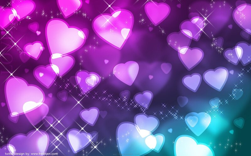 Glowing Hearts and Sparkles — Purple