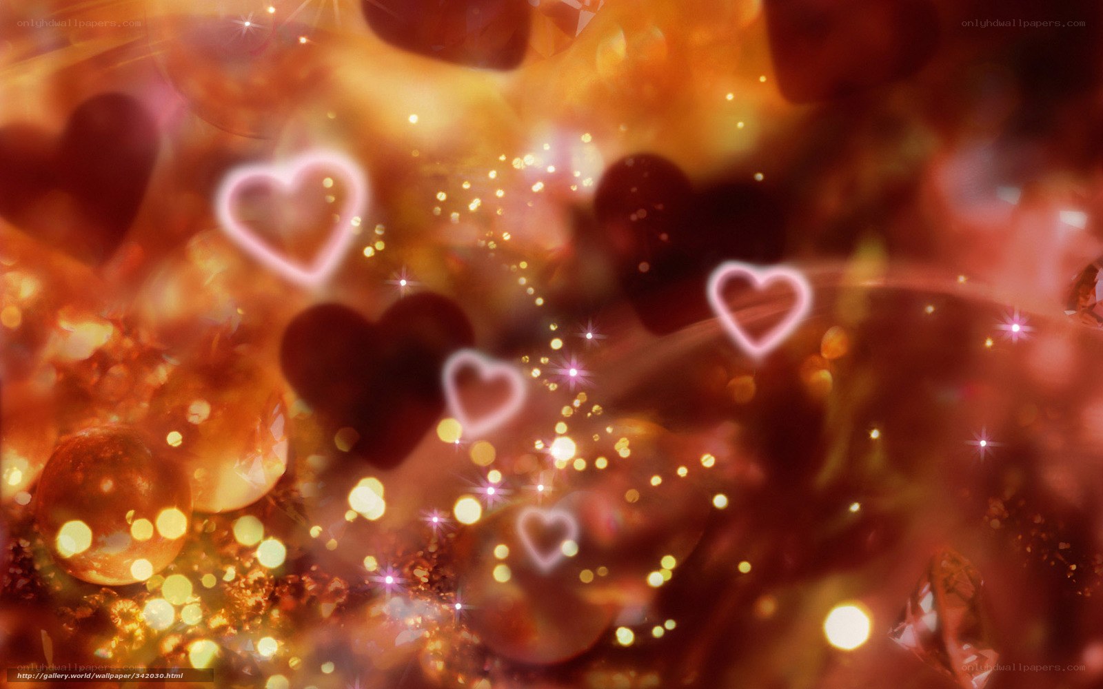 glowing hearts and sparkles
