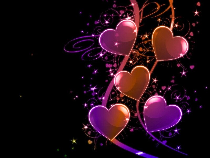 Glowing Hearts and Swirls — Purple