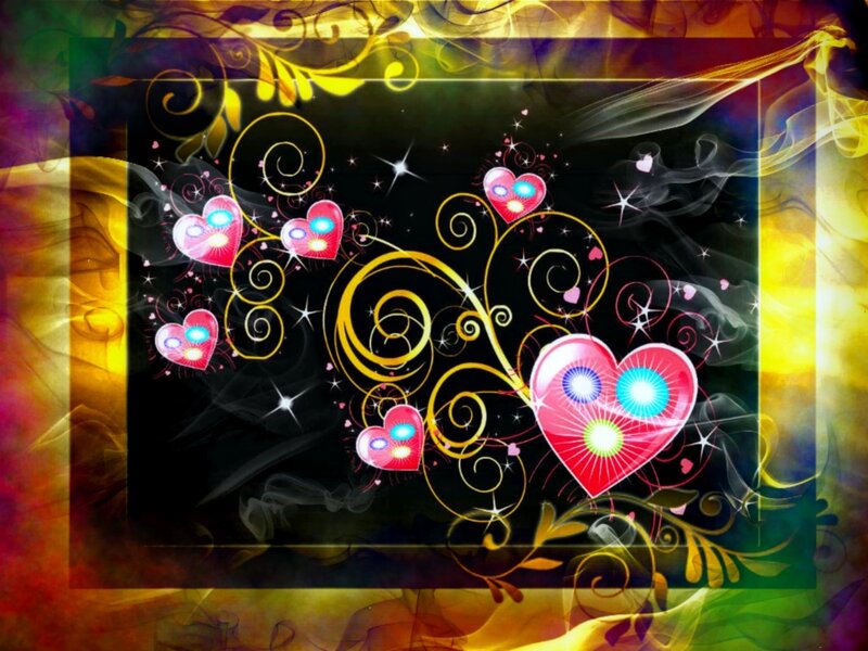 Glowing Hearts and Swirls