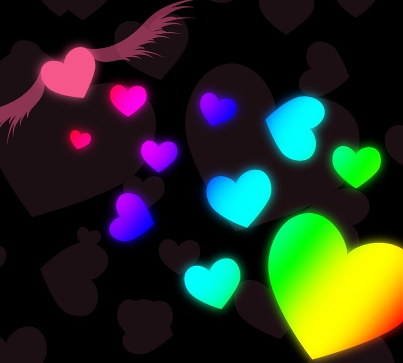 Glowing Hearts Floating — Black