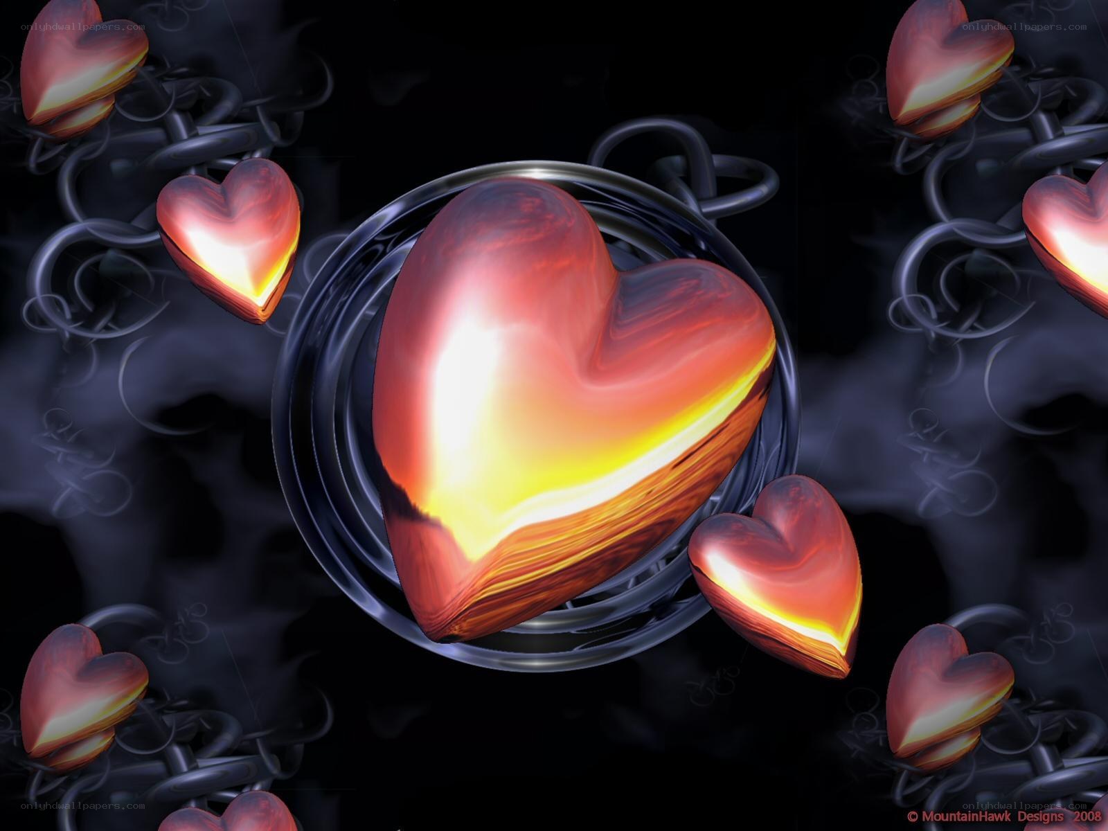 Glowing hearts in a cage