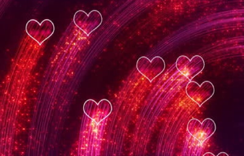 Glowing Hearts in Light Trails