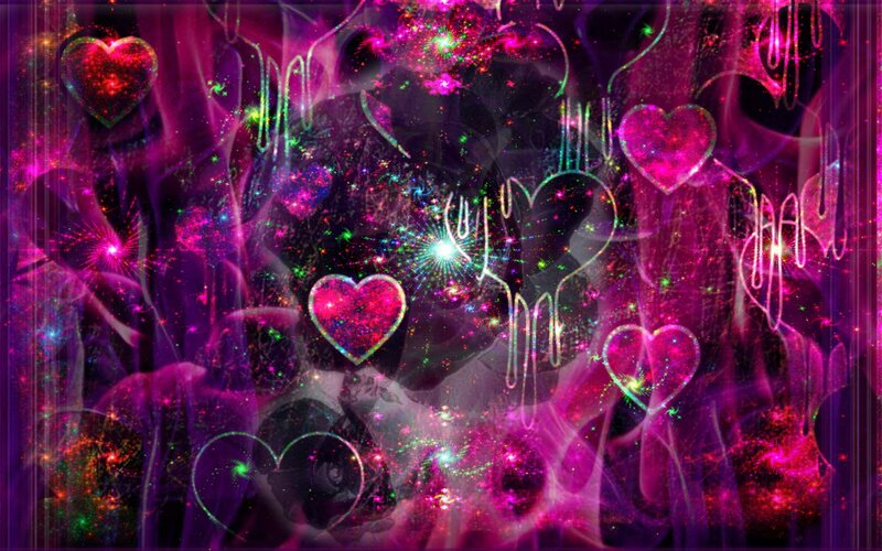 Glowing Hearts in Space — Purple