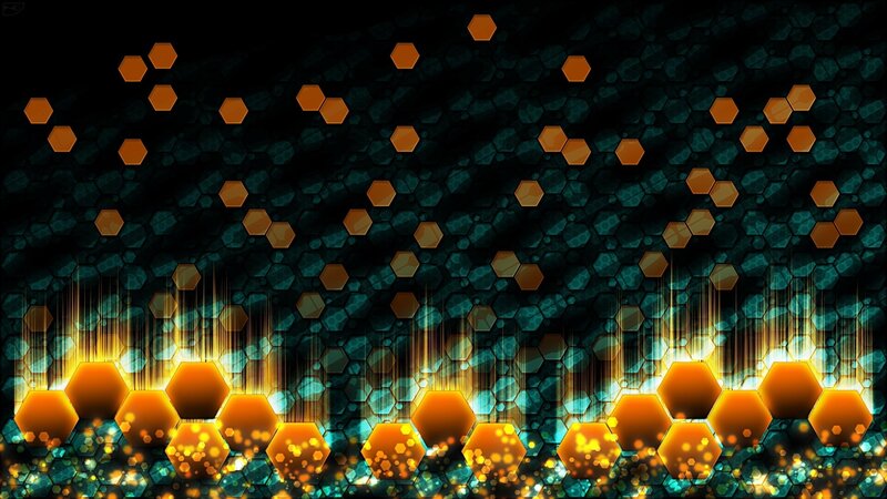 Glowing Hexagon Pattern — Black, Dramatic