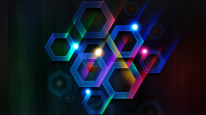 Glowing Hexagon Pattern — Blue, Energetic, Digital Art