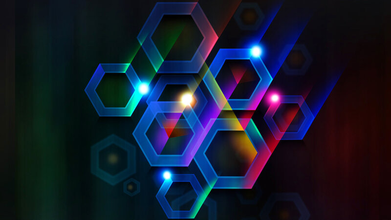 Glowing Hexagon Pattern — Blue, Energetic