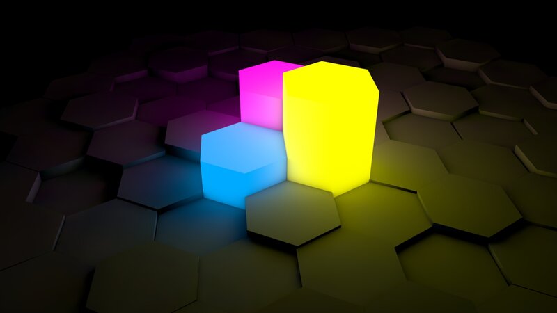 Glowing Hexagonal Blocks — Yellow, Dark