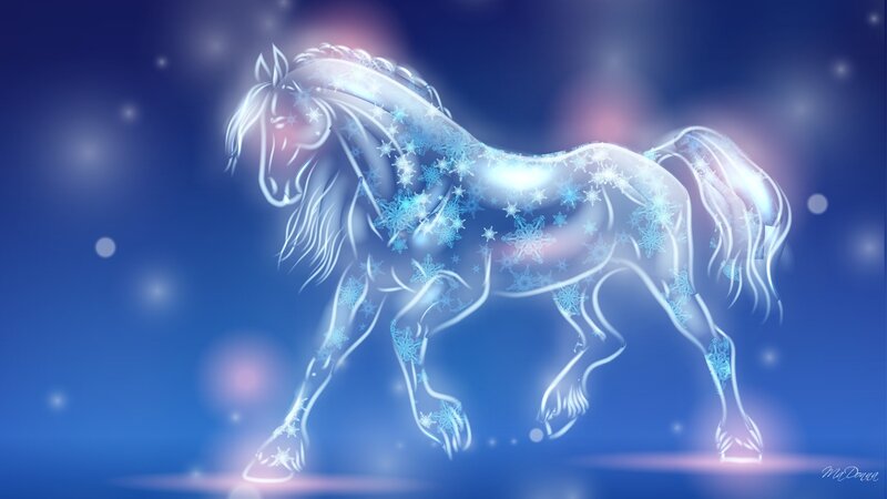 Glowing Horse with Snowflakes