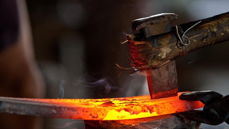 Glowing Hot Metal on Anvil