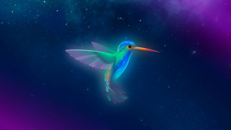 Glowing Hummingbird — Blue