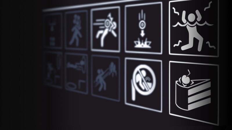 Glowing Icons on Wall