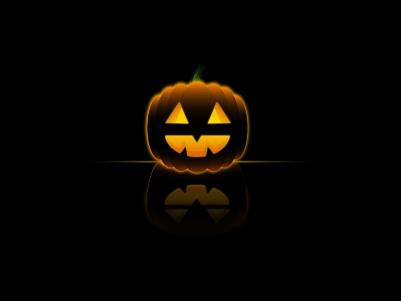 Glowing Jack-o-lantern — Black, Spooky, Night, Digital Art, Carved Pumpkin